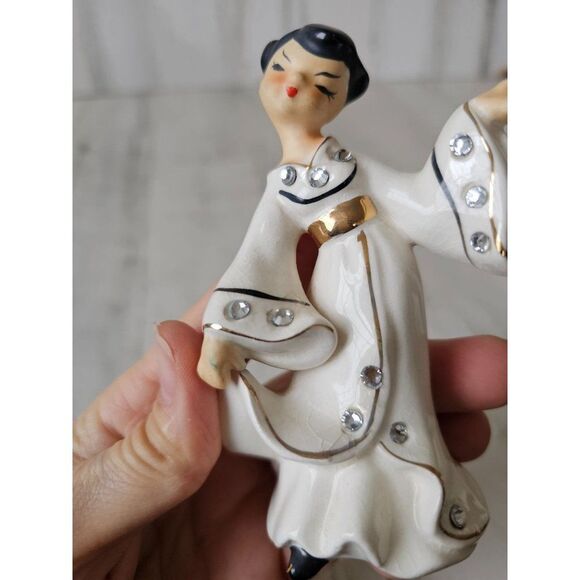 Lefton dancing geisha girl vintage statue‎ figurine rhinestone Japanese Chinese - Picture 6 of 8